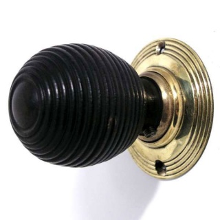 Solid Ebonised Oval Beehive Door Knobs